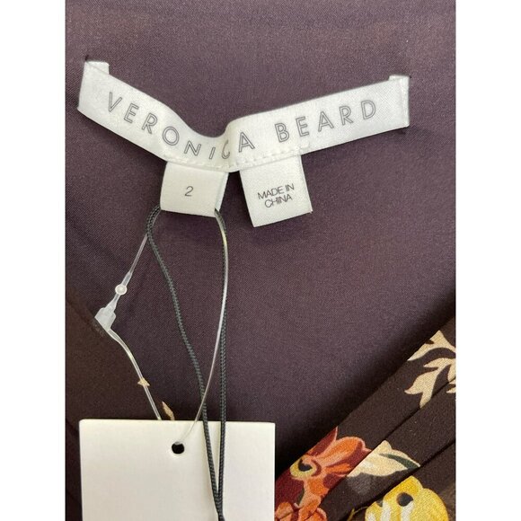 Veronica Beard $898 Silk Runway Maxi Dress Avani Floral Puff Sleeve Sz 2 NWT - Picture 10 of 11